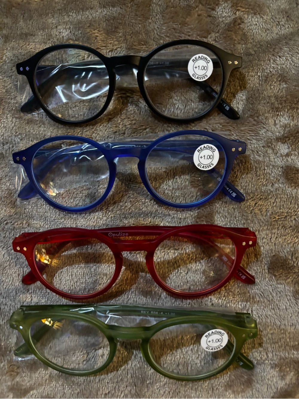 Puli Round Reading Glasses — Black, Blue, Red, Green